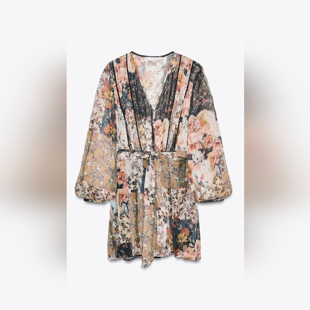 Floral Button-Up Dress with Tie Waist